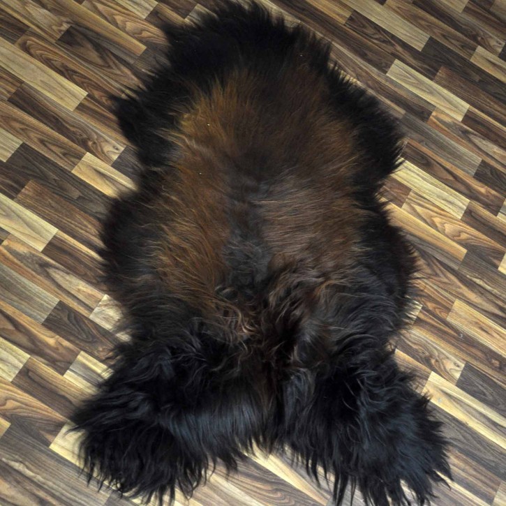 XXL ÖKO Island Schaffell schwarz braun geflammt 125x80 Feuer Kamin #9725
