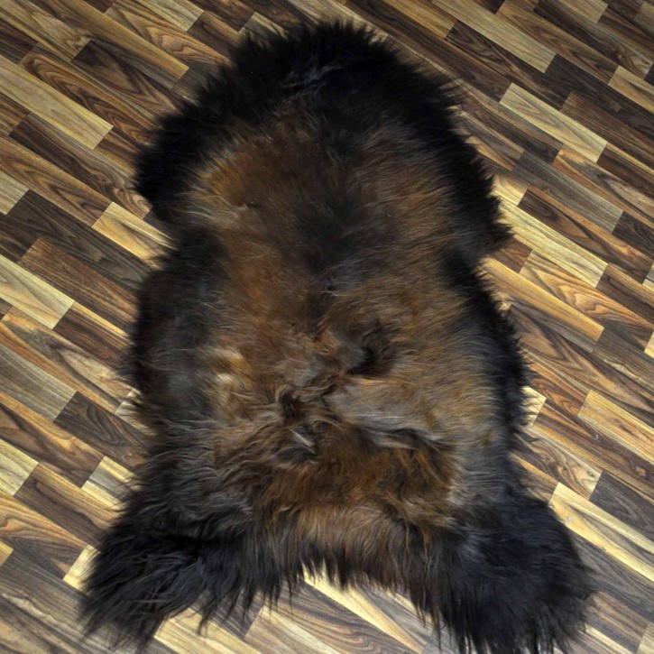XXL ÖKO Island Schaffell schwarz braun geflammt 125x80 Feuer Kamin #9729