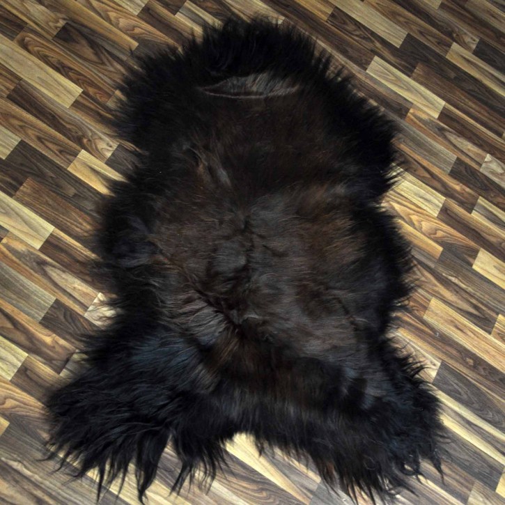 XXL ÖKO Island Schaffell schwarz braun geflammt 120x80 Feuer Kamin #9730