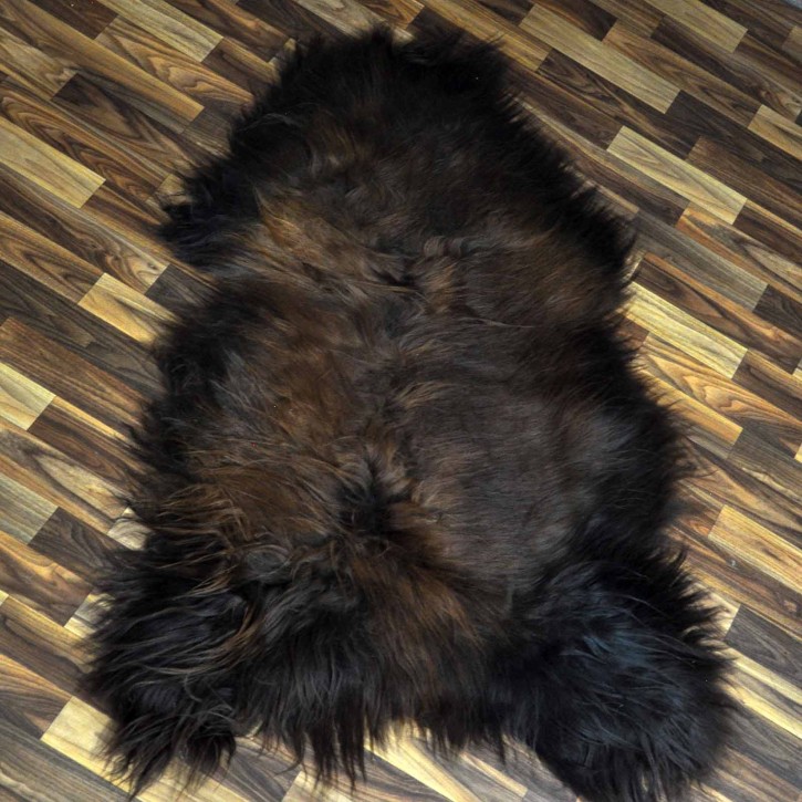 XXL ÖKO Island Schaffell schwarz braun geflammt 125x80 Feuer Kamin #9732