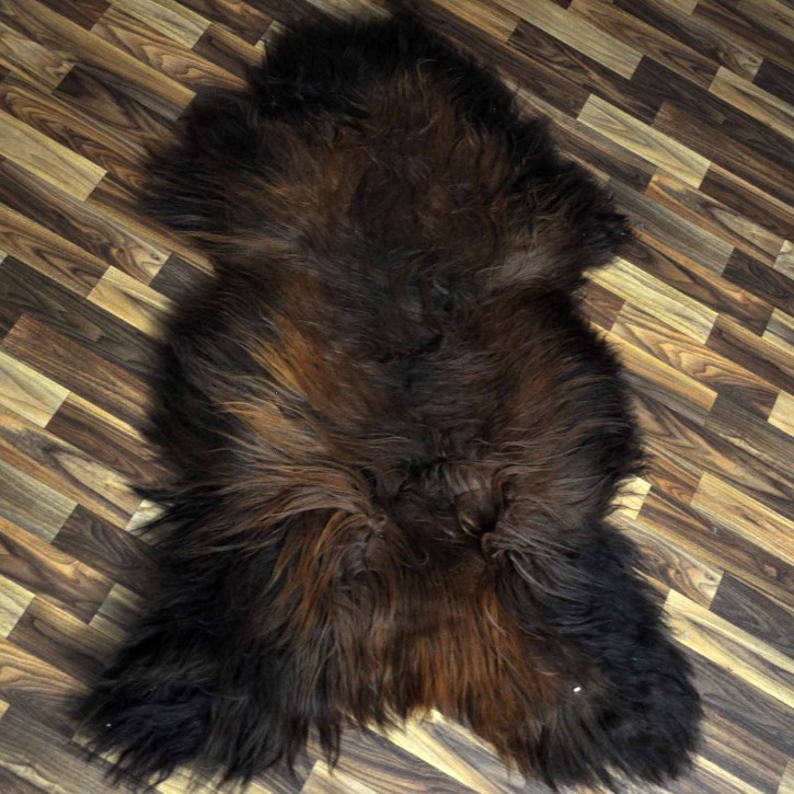 XXXL ÖKO Island Schaffell schwarz braun geflammt 130x80 Feuer Kamin #9733
