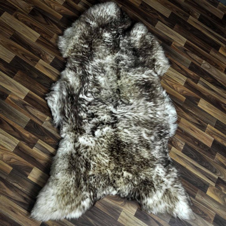 XXXL ÖKO Schaffell Lammfell weiss braun geflammt 140x80 Mufflon #9743