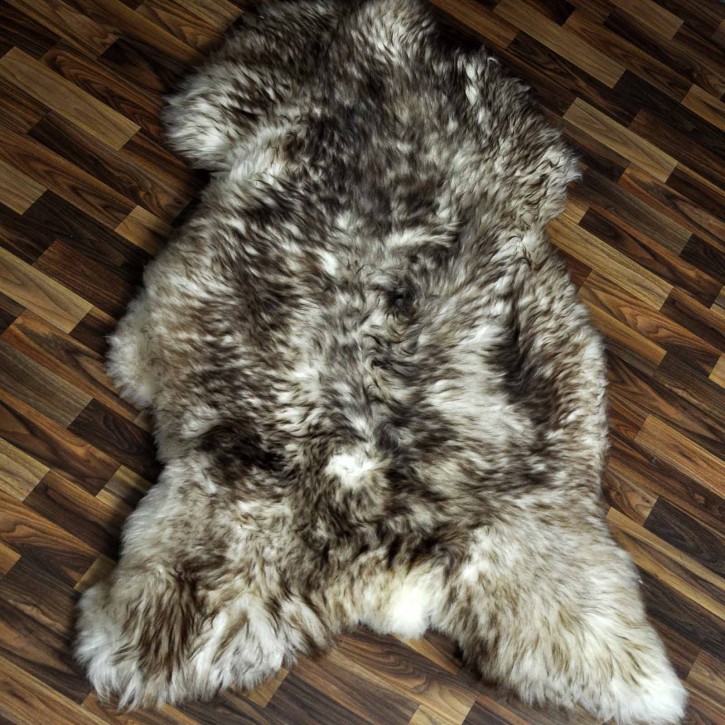 XXXL ÖKO Schaffell Lammfell weiss braun geflammt 140x80 Mufflon #9752