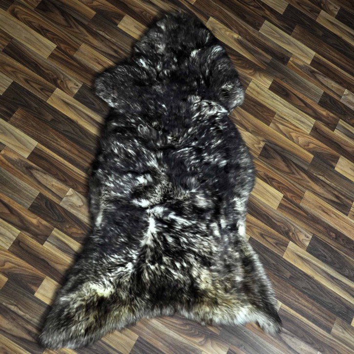 XXL ÖKO Schaffell Lammfell weiss braun geflammt 120x75 Mufflon #9789