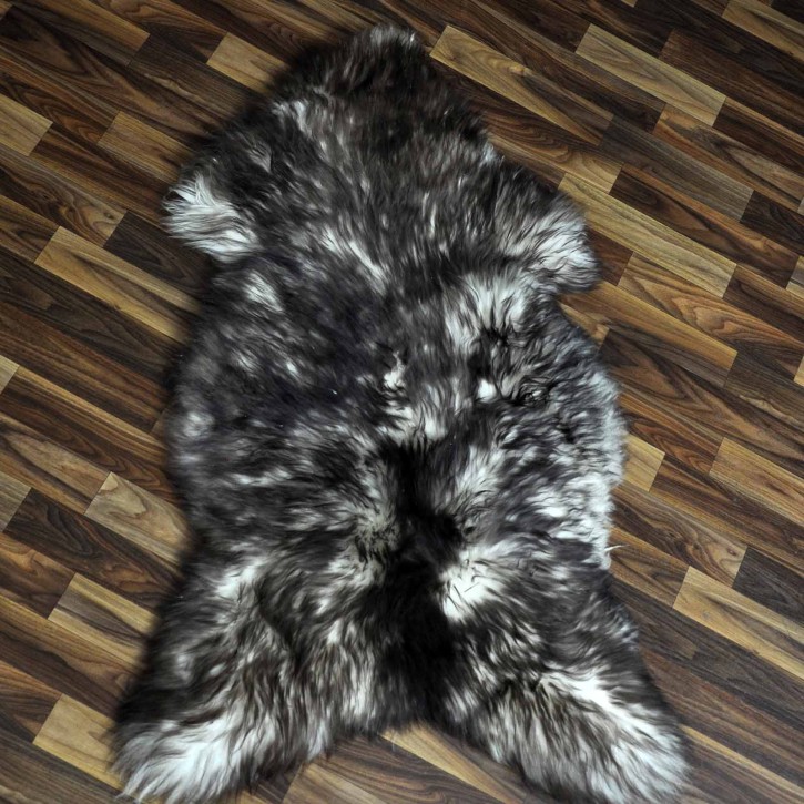 XL ÖKO Schaffell Lammfell weiss braun geflammt 115x70 Mufflon #9791