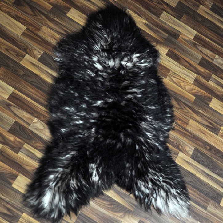 XXL ÖKO Schaffell Lammfell weiss braun geflammt 120x75 Mufflon #9794