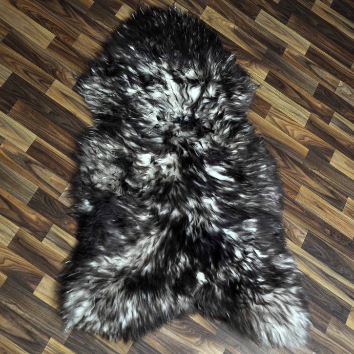 XL ÖKO Schaffell Lammfell weiss braun geflammt 115x80 Mufflon #9796