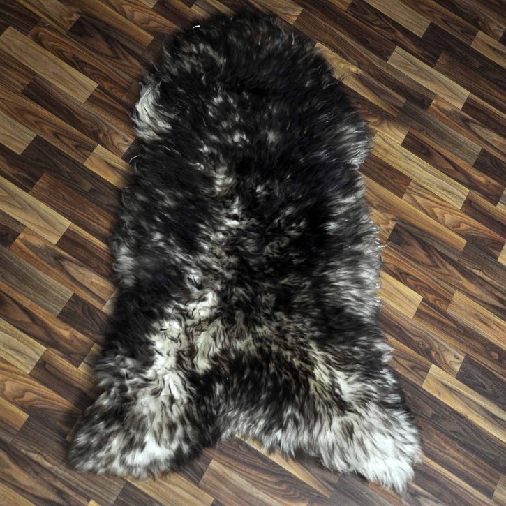 XXL ÖKO Schaffell Lammfell weiss braun geflammt 120x75 Mufflon #9800