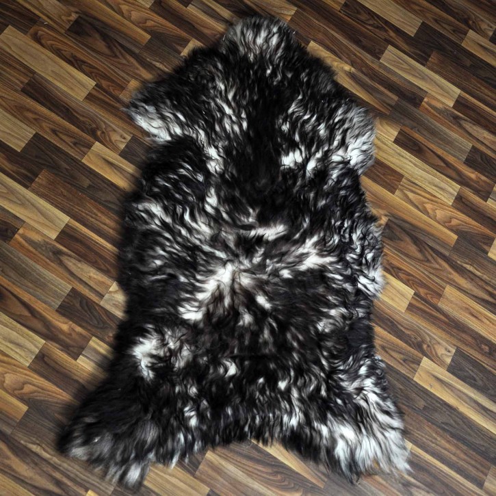 XXL ÖKO Schaffell Lammfell weiss braun geflammt 120x75 Mufflon #9801