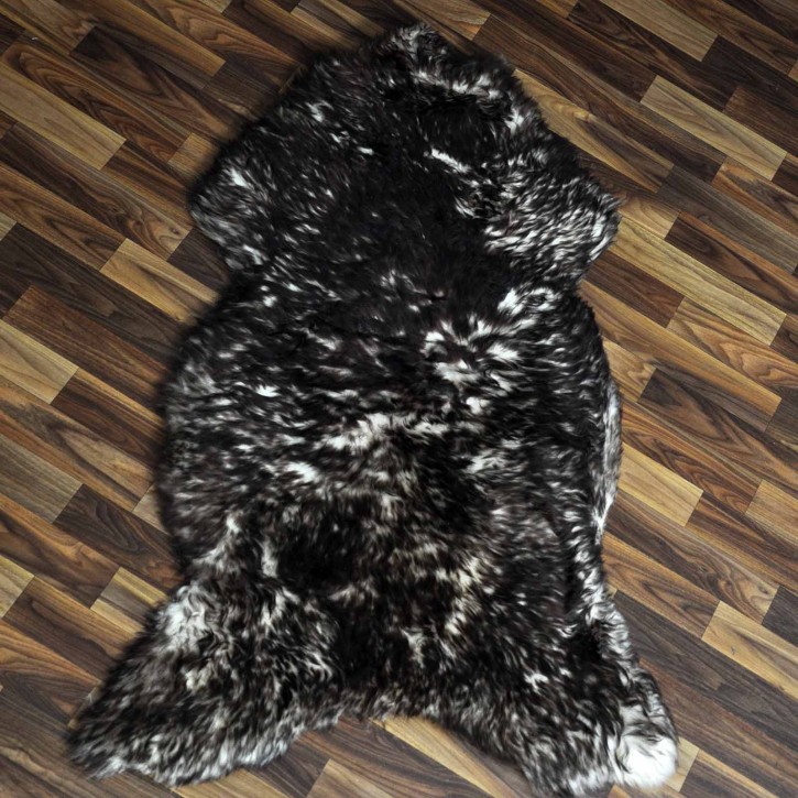XXL ÖKO Schaffell Lammfell weiss braun geflammt 120x75 Mufflon #9802