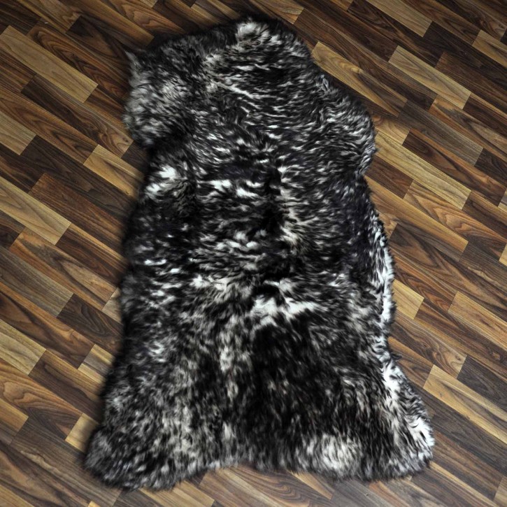 XXL ÖKO Schaffell Lammfell weiss braun geflammt 120x80 Mufflon #9803