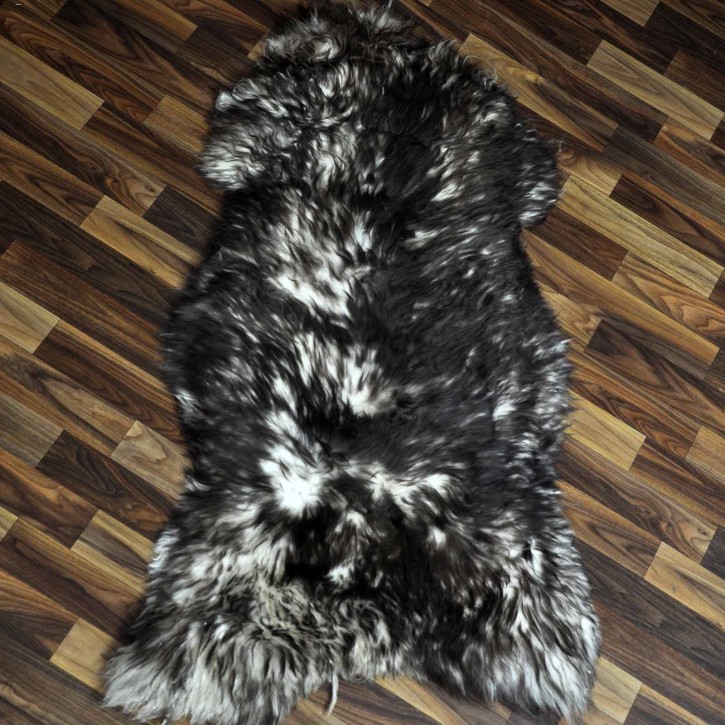 XXL ÖKO Schaffell Lammfell weiss braun geflammt 120x70 Mufflon #9804
