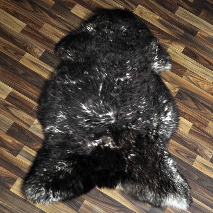 XL ÖKO Schaffell Lammfell weiss braun geflammt 110x75 Mufflon #9805