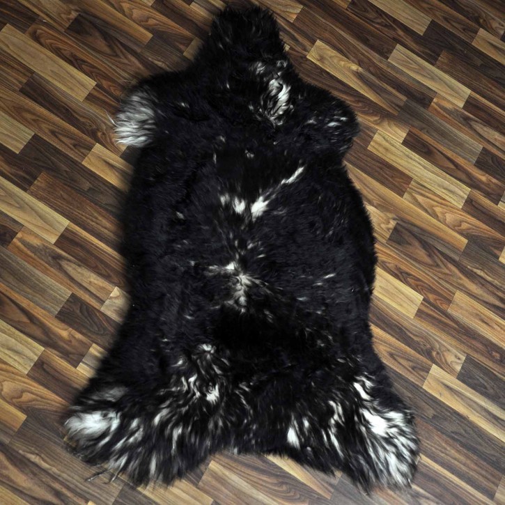 XXL ÖKO Schaffell Lammfell weiss braun geflammt 120x75 Mufflon #9809