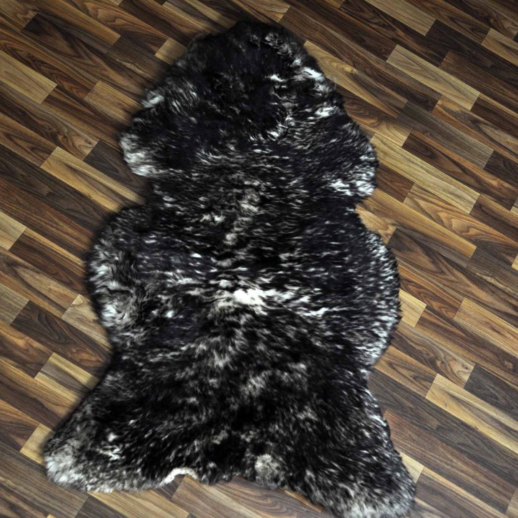 XXL ÖKO Schaffell Lammfell weiss braun geflammt 120x70 Mufflon #9811