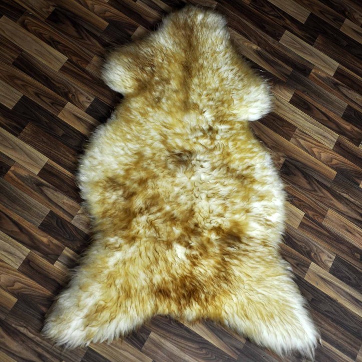 XXL ÖKO Schaffell Lammfell weiß braun geflammt 125x80 #9817
