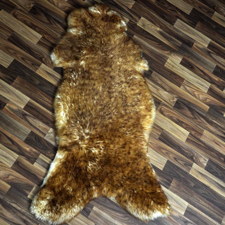 XXL ÖKO Schaffell Lammfell weiß braun geflammt 125x65 #9818