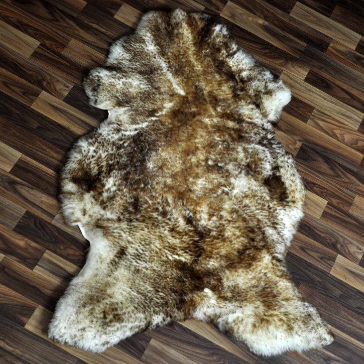 Schaffell Lammfell weiss braun geflammt 110x75 geschoren #9871