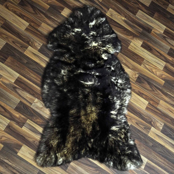 Echtes Schaffell Lammfell weiss schwarzbraun geflammt 115x65 #9909 Echtes Schaffell Lammfell weiss schwarzbraun geflammt 115x65 #9909