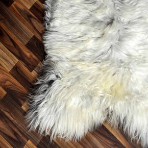 Echtes Schaffell Lammfell beige braun 125x75 Teppich #2161
