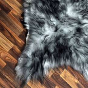 Island Schaffell grau schwarz geflammt 115x80 Krampus #2277