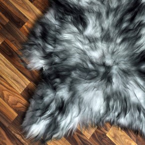 Island Schaffell grau schwarz geflammt 115x80 Krampus #2279