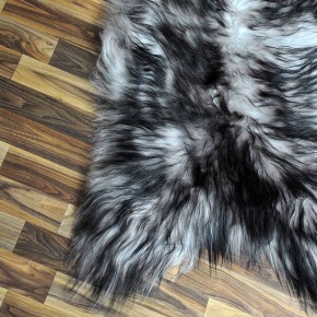 XL Island Schaffell grau schwarz geflammt 110x70 Krampus #5220