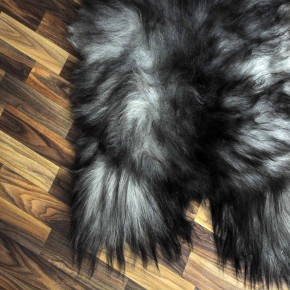 XXL ÖKO Island Schaffell grau schwarzbraun 120x70 Unikat #6810