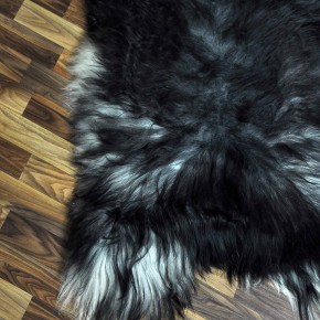 XXXL ÖKO Island Schaffell schwarzbraun grau 135x80 Unikat Krampus #7545
