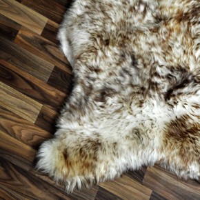 XL ÖKO Schaffell Fell weiß braun geflammt 110x75 Lammfell Fell #7573