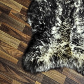 ÖKO Schaffell Fell weiß schwarzbraun geflammt 105x75 Lammfell #7598 ÖKO Schaffell Fell weiß schwarzbraun geflammt 105x75 Lammfell #7598