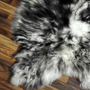 XXXL ÖKO Island Schaffell weiß schwarzbraun geflammt 130x80 #7606