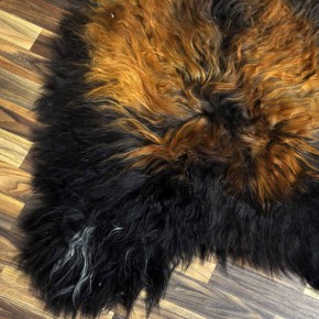 XXL ÖKO Island Schaffell schwarz braun geflammt 120x80 #7638
