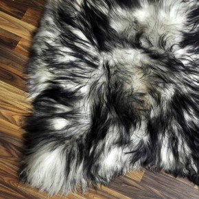 XXXL ÖKO Island Schaffell weiß schwarzbraun geflammt 135x90 #7639