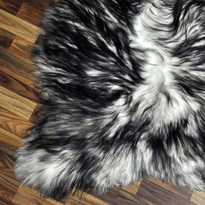 XXL ÖKO Island Schaffell weiß schwarzbraun geflammt 120x85 #7647