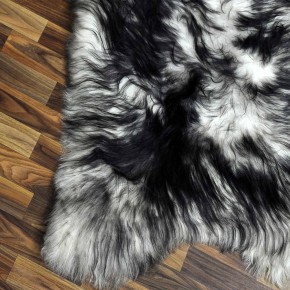 XXL ÖKO Island Schaffell weiß schwarzbraun geflammt 125x80 #7648