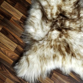 XXXL ÖKO Island Schaffell weiß braun geflammt 130x80 Krampus #8016