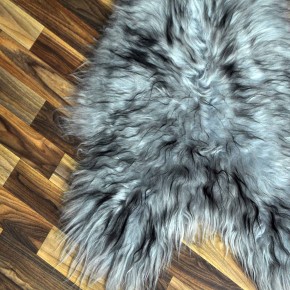 XL Island Schaffell grau schwarz geflammt 110x60 Krampus #8029