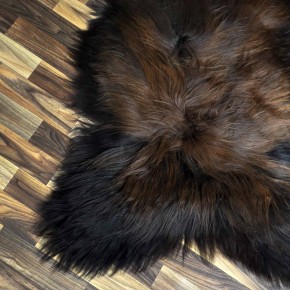 XXL ÖKO Island Schaffell schwarz braun geflammt 120x75 Feuer Kamin #8040