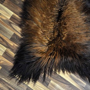 XXL ÖKO Island Schaffell schwarz braun geflammt 120x80 Feuer Kamin #8045