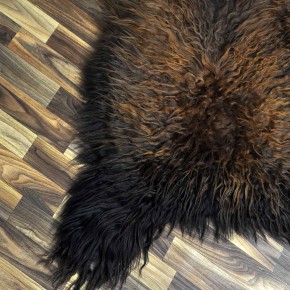 XXL ÖKO Island Schaffell schwarz braun geflammt 120x75 Feuer Kamin #8047