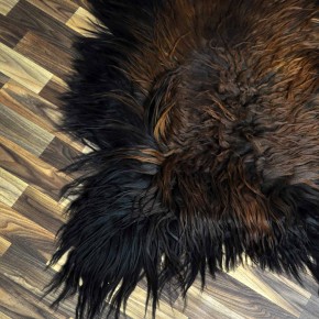XXL ÖKO Island Schaffell schwarz braun geflammt 120x80 Feuer Kamin #8050