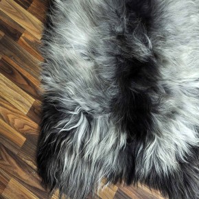 XXXL ÖKO Island Schaffell grau schwarzbraun 140x85 riesig #8063