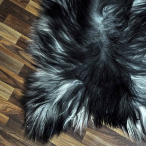 XXL ÖKO Island Schaffell grau schwarzbraun 125x80 Unikat #8064