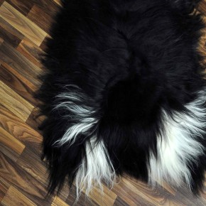 XXL ÖKO Island Schaffell beige schwarzbraun 125x80 Krampus #8085