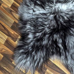 XL Island Schaffell grau schwarz geflammt 110x75 Krampus #8151