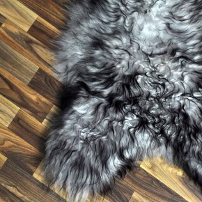 XL Island Schaffell grau schwarz geflammt 110x75 Krampus #8158