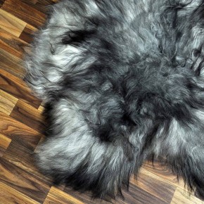 XXL ÖKO Island Schaffell grau schwarzbraun 125x85 Lammfell #8342