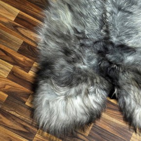 XXXL ÖKO Island Schaffell grau schwarzbraun 130x75 Lammfell #8357