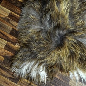 XXXL ÖKO Island Schaffell Lammfell rost braun weiß 130x85 Krampus #8500